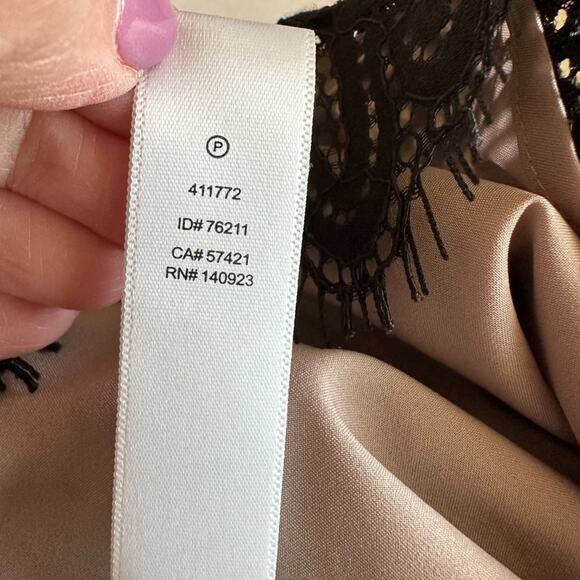 LOFT Lace Dress Sleeveless Shift Black Tan Size 4 Dark Fairy Grunge Romantic - Picture 10 of 13